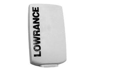 Lowrance 000-11307-001 white sun cover with vertical Lowrance logo for Mark-4, Hook and Elite-4 displays
