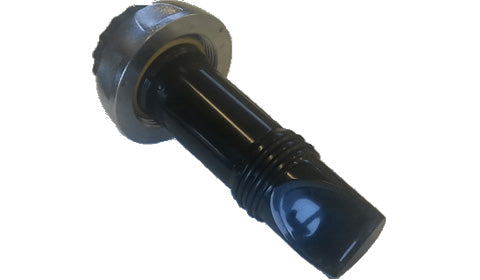 B&G Simrad 000-11675-001 ForwardScan transducer short, black cylindrical transducer with a grey collar and a blue lens end