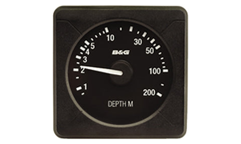 B&G 000-11720-001 H5000 analogue depth in metres, square black dial labelled DEPTH M with a pointer