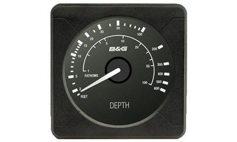 B&G 000-11724-001 H5000 analogue depth in feet and fathoms, square black dial labelled Depth with fathoms and feet scales