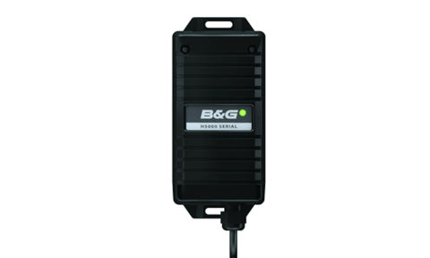 B&G 000-11725-001 H5000 analogue expansion module, black rectangular module with a B&G logo, a label and a short lead