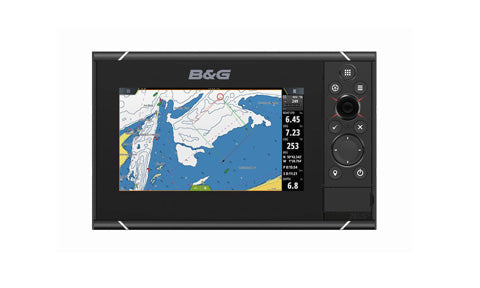 B&G 000-13245-001 Zeus3 7 MFD world basemap, front view of a 7 inch display showing a chart and a keypad