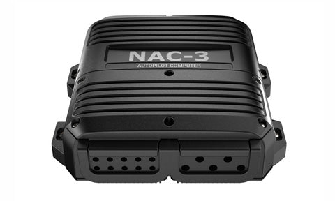 B&G Simrad 000-13250-001 NAC-3 autopilot computer, black ribbed box with NAC-3 lettering and two rows of sockets