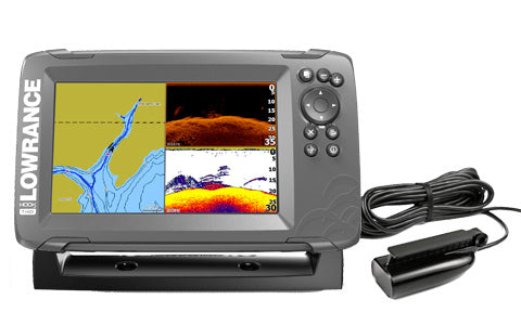 Lowrance Hook2-7 SplitShot 000-14023-001 chartplotter with chart and sonar split screen, plus transducer and cable