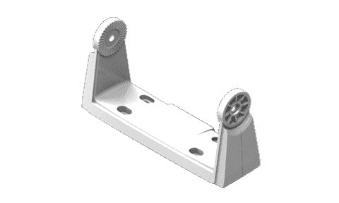 Lowrance Link-6 000-14061-001 white VHF mounting bracket, U-shaped gimbal with side knobs, angled view