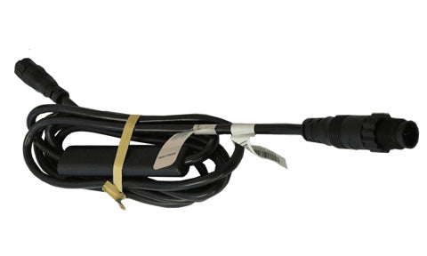 B&G 000-14389-001 WS310 wired wind interface, coiled black cable with a round plug at each end and a tape tie