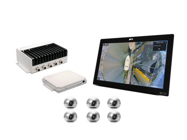 Raymarine NeuBoat Dock basic system E70699, layout showing the control box, display and camera units