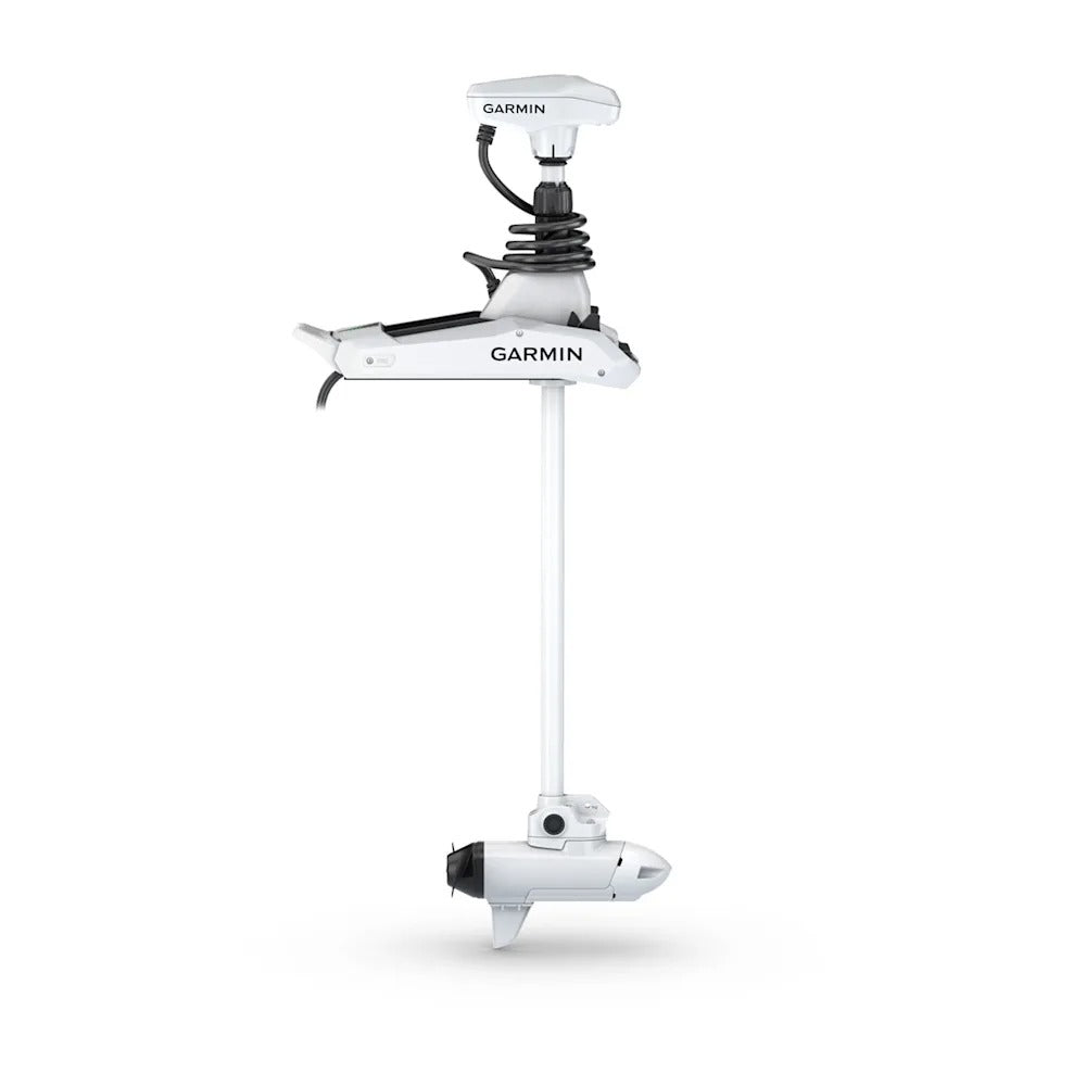 Garmin Force Kraken 010-02574-30 white 48 inch trolling motor, full-length view of shaft and motor head
