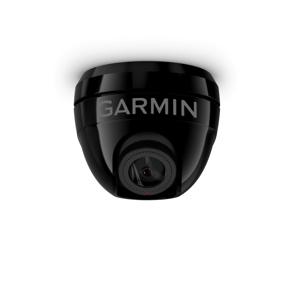 Garmin GC 245 010-02892-11 surface-mount camera in black, front view of dome with Garmin lettering and lens