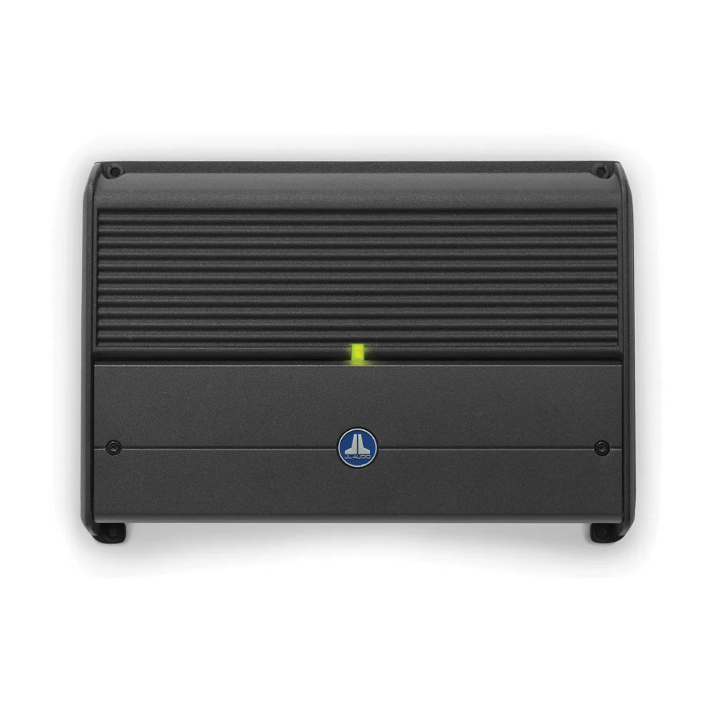 JL Audio XDM 010-03120-00 6 channel full-range car and marine amplifier, black finned case with green light