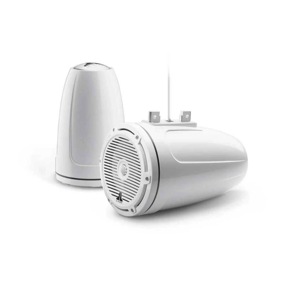 JL Audio M3 010-03266-00 enclosed tower speakers 7.7in in white classic, white pods with round grille