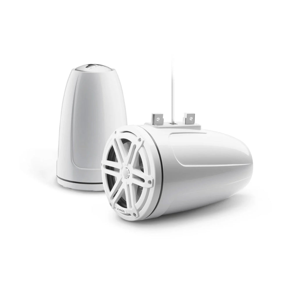 JL Audio M3 010-03269-00 enclosed tower speakers 7.7in with white sport grille, white pods