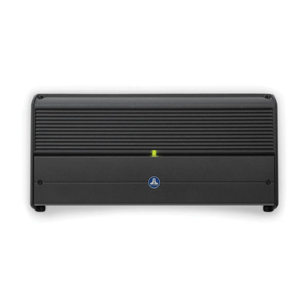 JL Audio XDM 010-03344-00 8 channel full-range car and marine amplifier, black finned case with green light