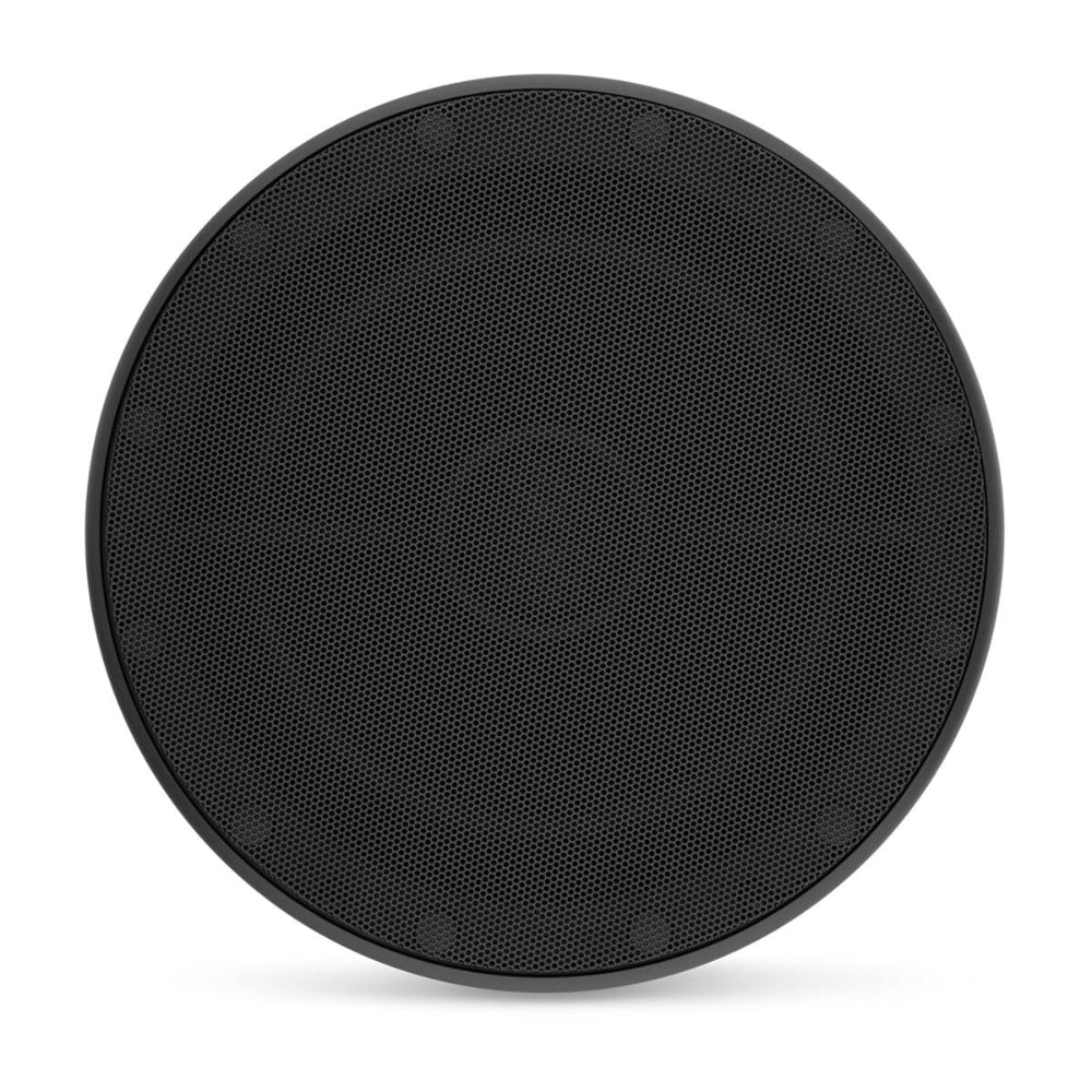JL Audio M6 010-03867-00 single 8.8in marine speaker with black luxe grille, front view of round cover