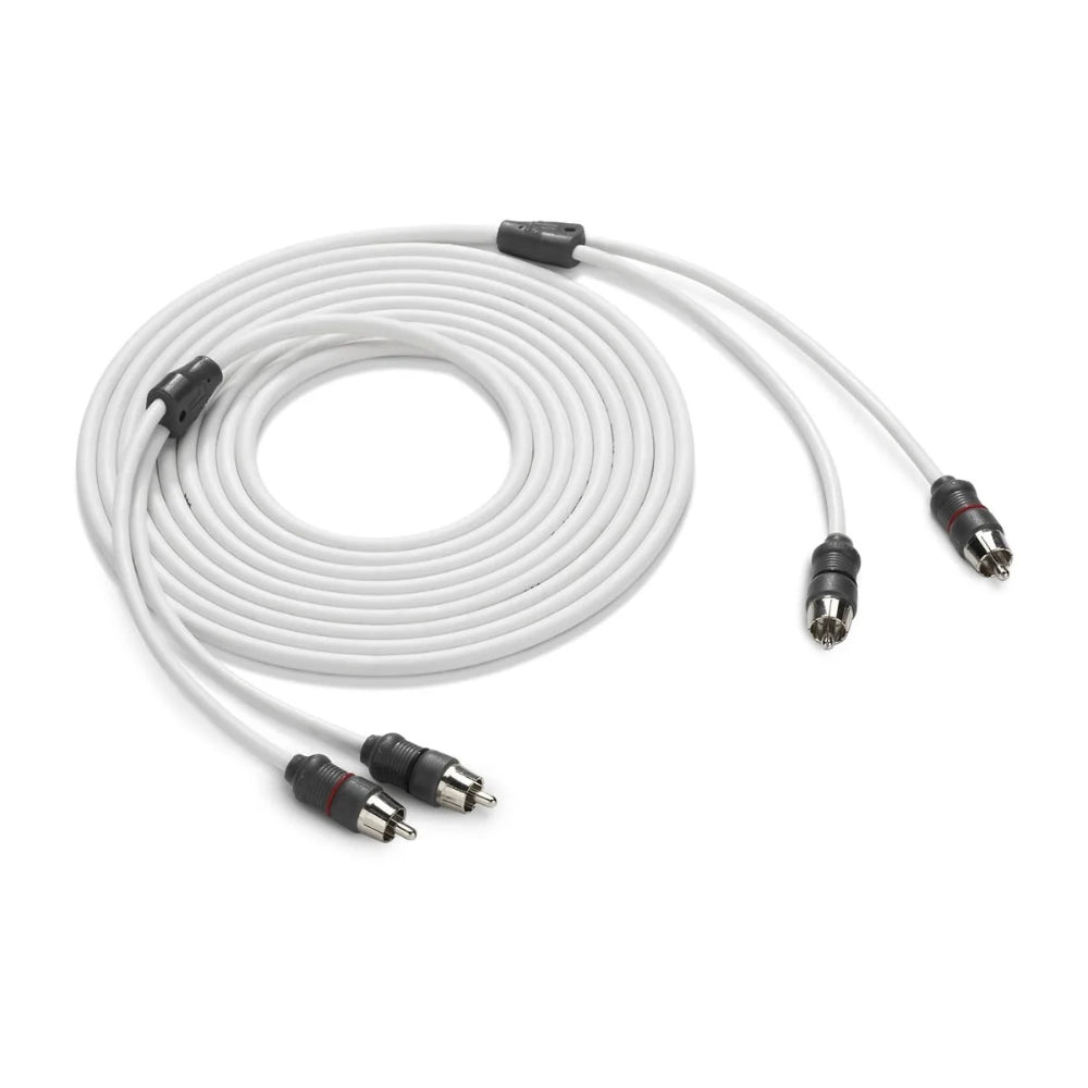 JL Audio 010-13414-00 marine audio RCA interconnect cable, 2-channel, white leads with grey RCA plugs