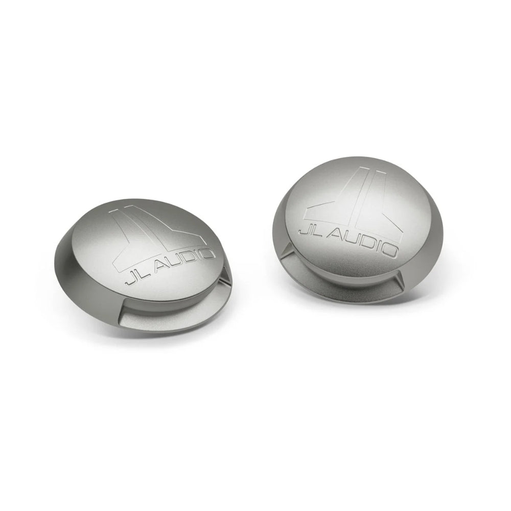 JL Audio 010-13699-00 enclosed tower speaker light caps for 6.5in and 7.7in, pair of silver caps