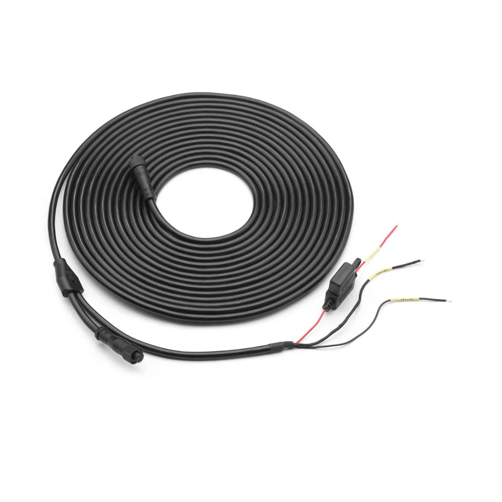 JL Audio 010-13859-00 powered network cable for MediaMaster source unit, black cable coil with fuse and bare wires
