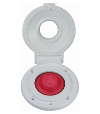 Quick FP900UW00000A00 900/UW up foot switch in white, white round foot switch with a raised lid and a red button