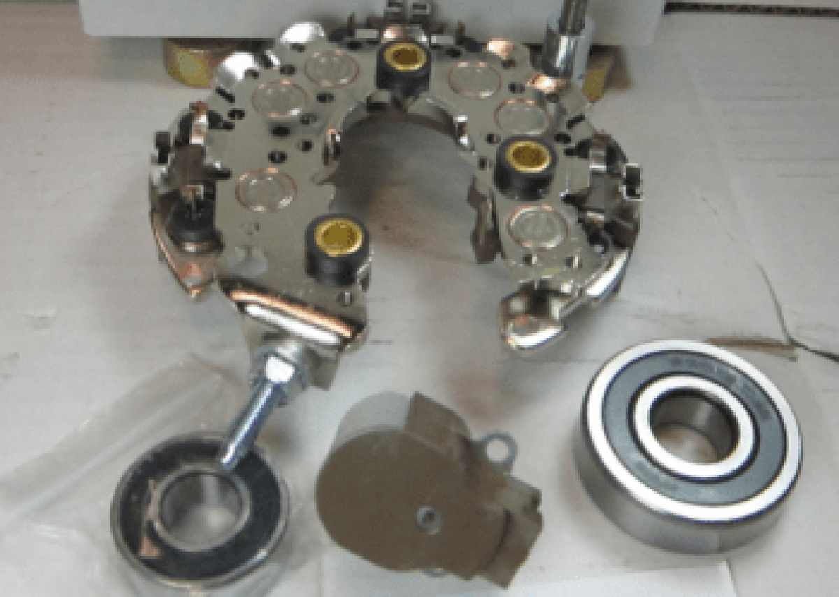 Offshore repair kit for AT series 165A 12V, 70-AT-165, rectifier assembly, bearings, brush holder and regulator parts