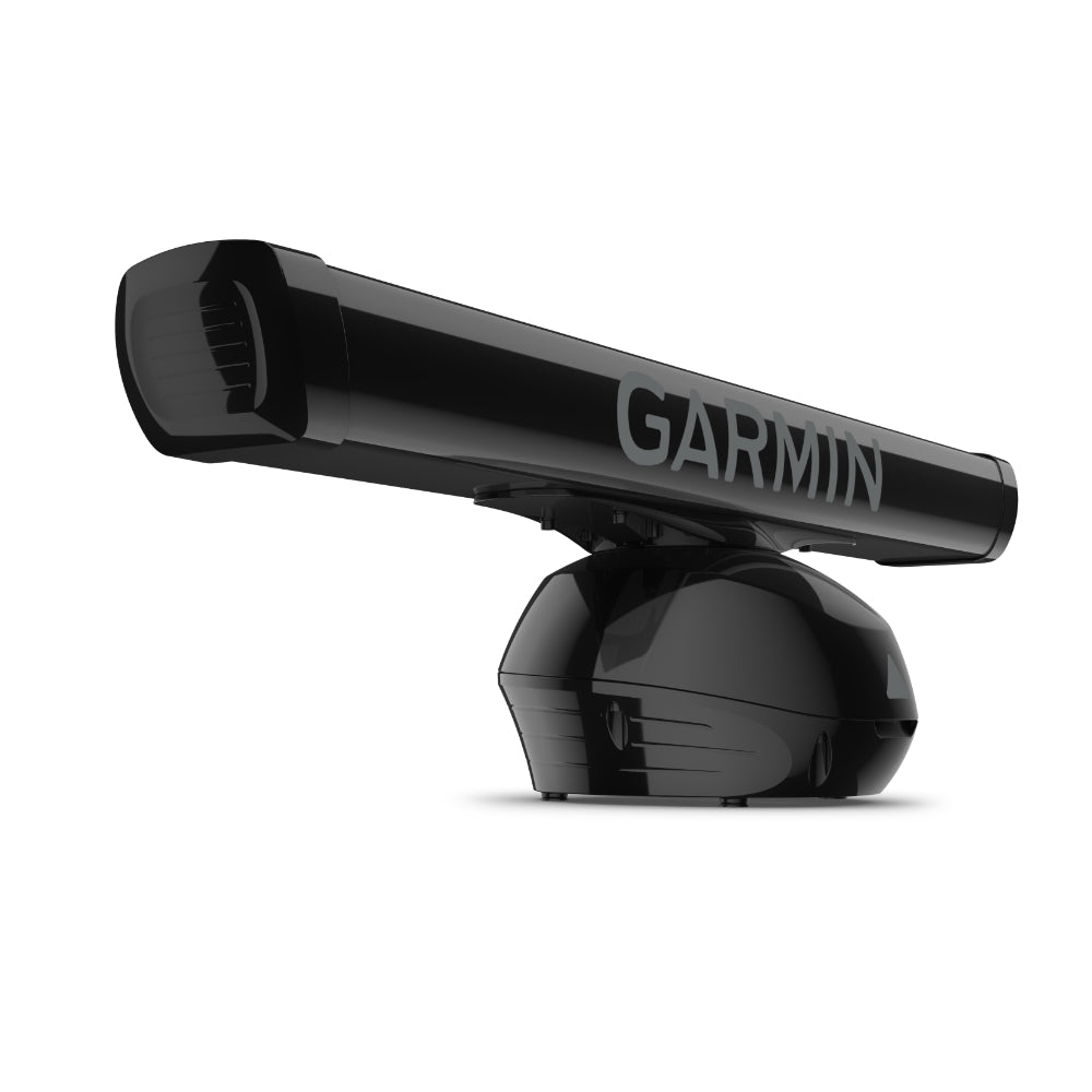 Garmin GMR Fantom 54 K10-00012-30 black open array radar, angled view of long bar and black pedestal
