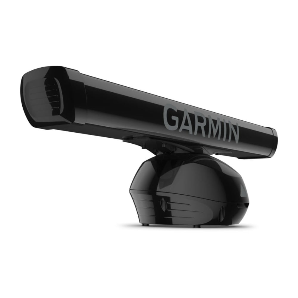 Garmin GMR Fantom 254 K10-00012-34 black open array radar, three-quarter view of bar on black pedestal