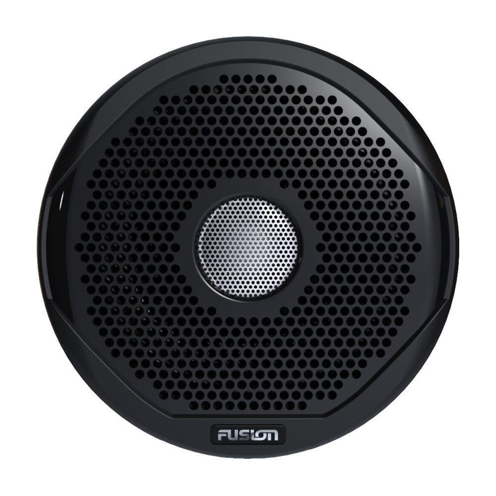 Fusion MS-FR7GB 010-01651-00 marine speaker, black round speaker with mesh grille and centre dome