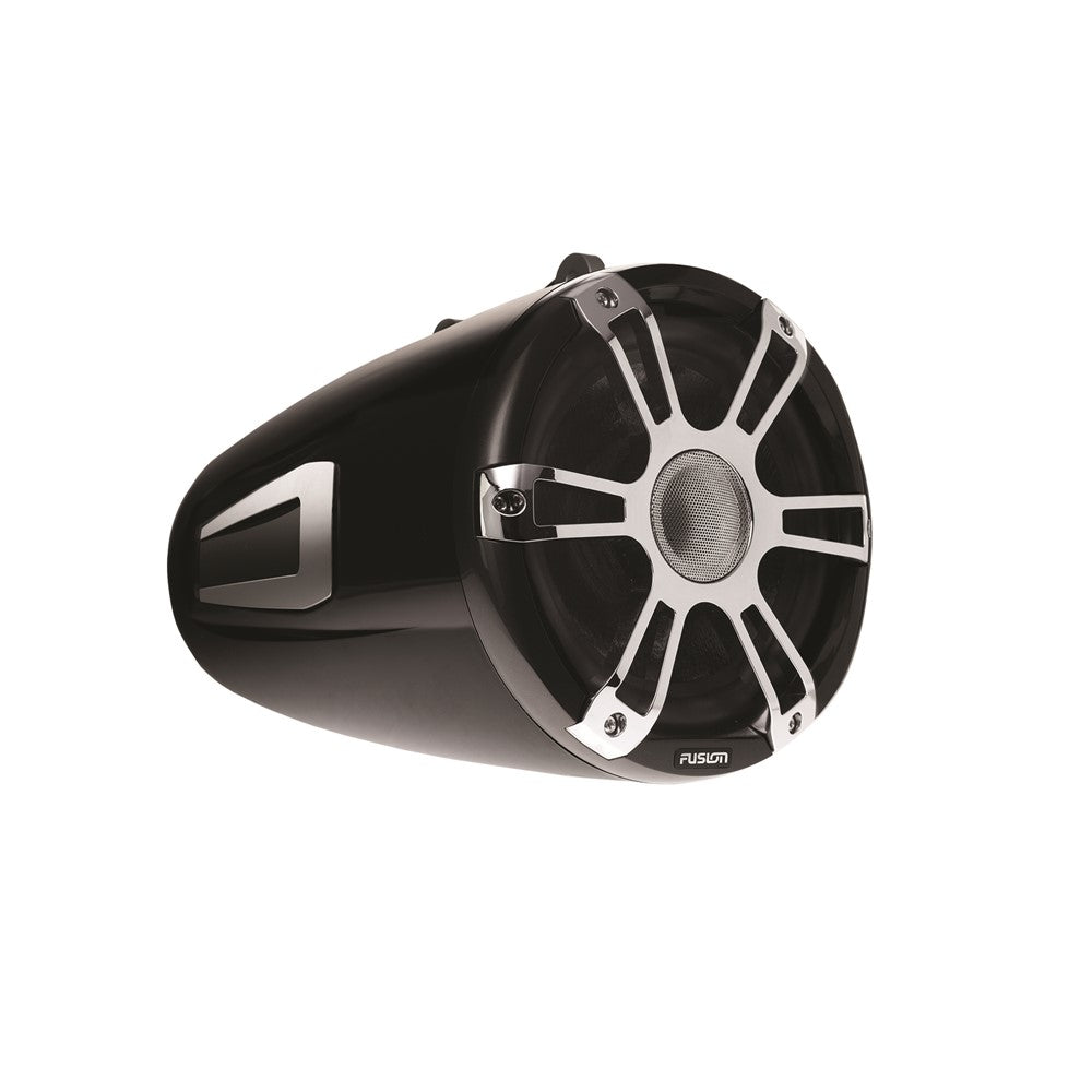 Fusion SG-FT88SPC 010-02082-00 wake tower speaker, black tapered housing with chrome sports grille