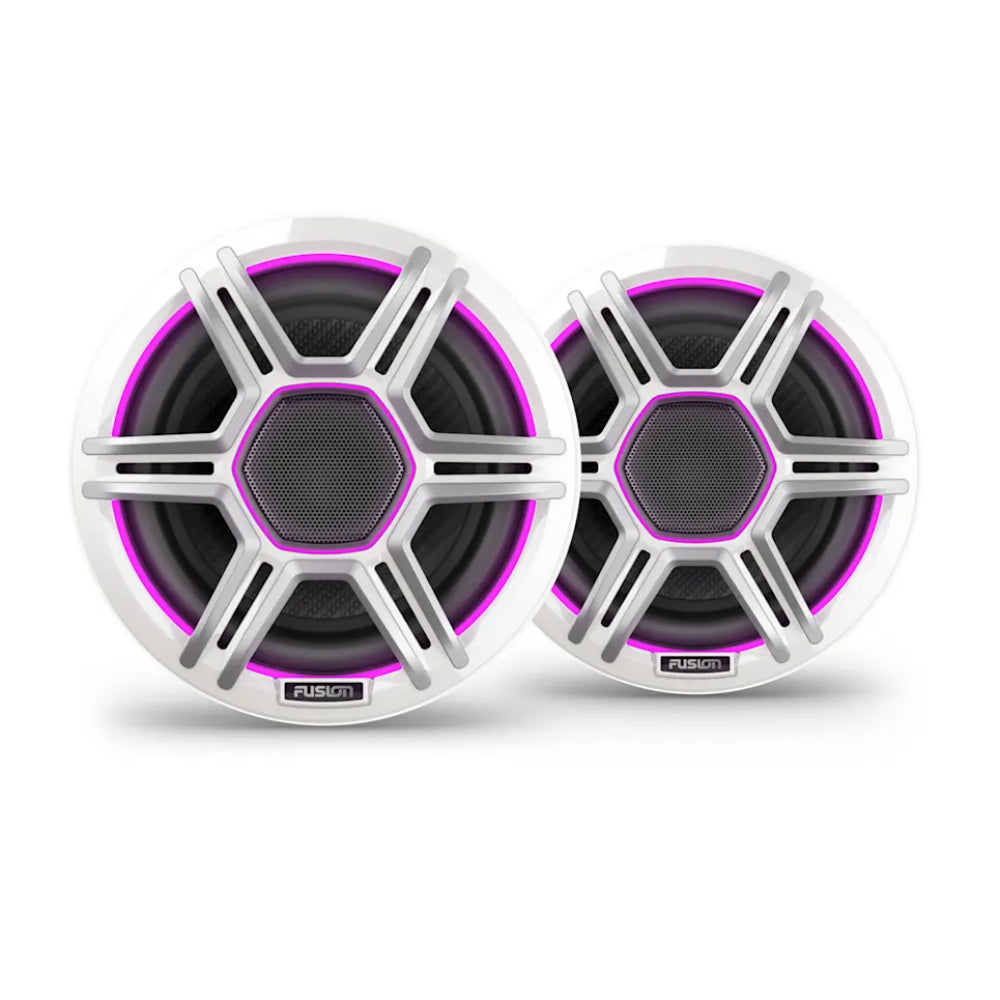 Fusion AP-FL65SPW Apollo 010-02918-01 6.5in LED marine speakers, white pair lit violet