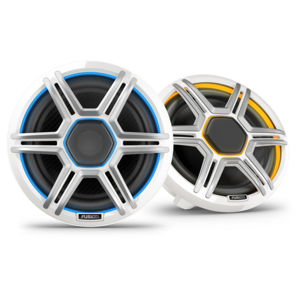Fusion AP-FL88SPW Apollo 010-02918-21 8.8in LED marine speakers with sports grille, pair lit blue and amber