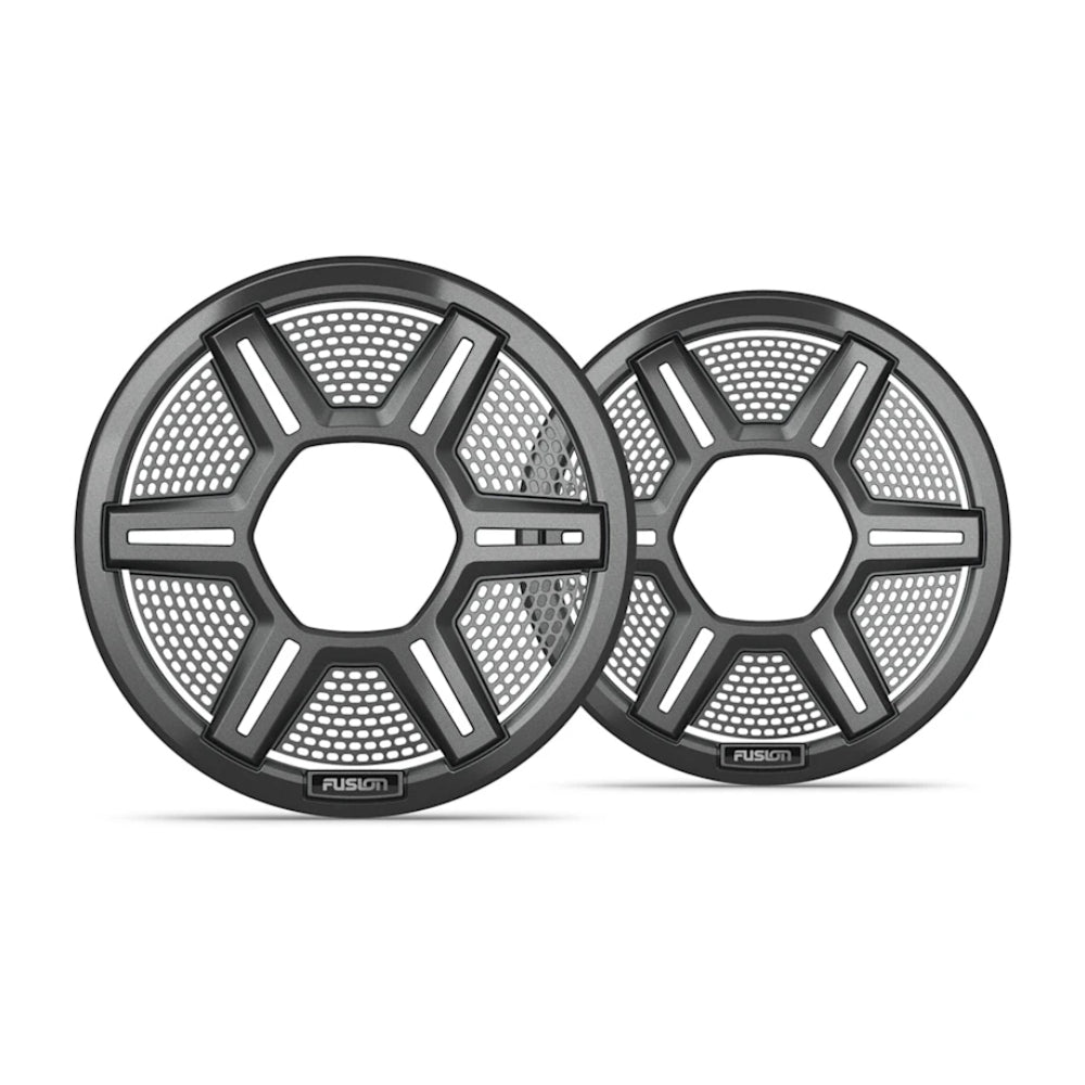Fusion Apollo 010-13290-10 6.5in shielded grey speaker grilles, pair of hex-spoke grilles with Fusion badge