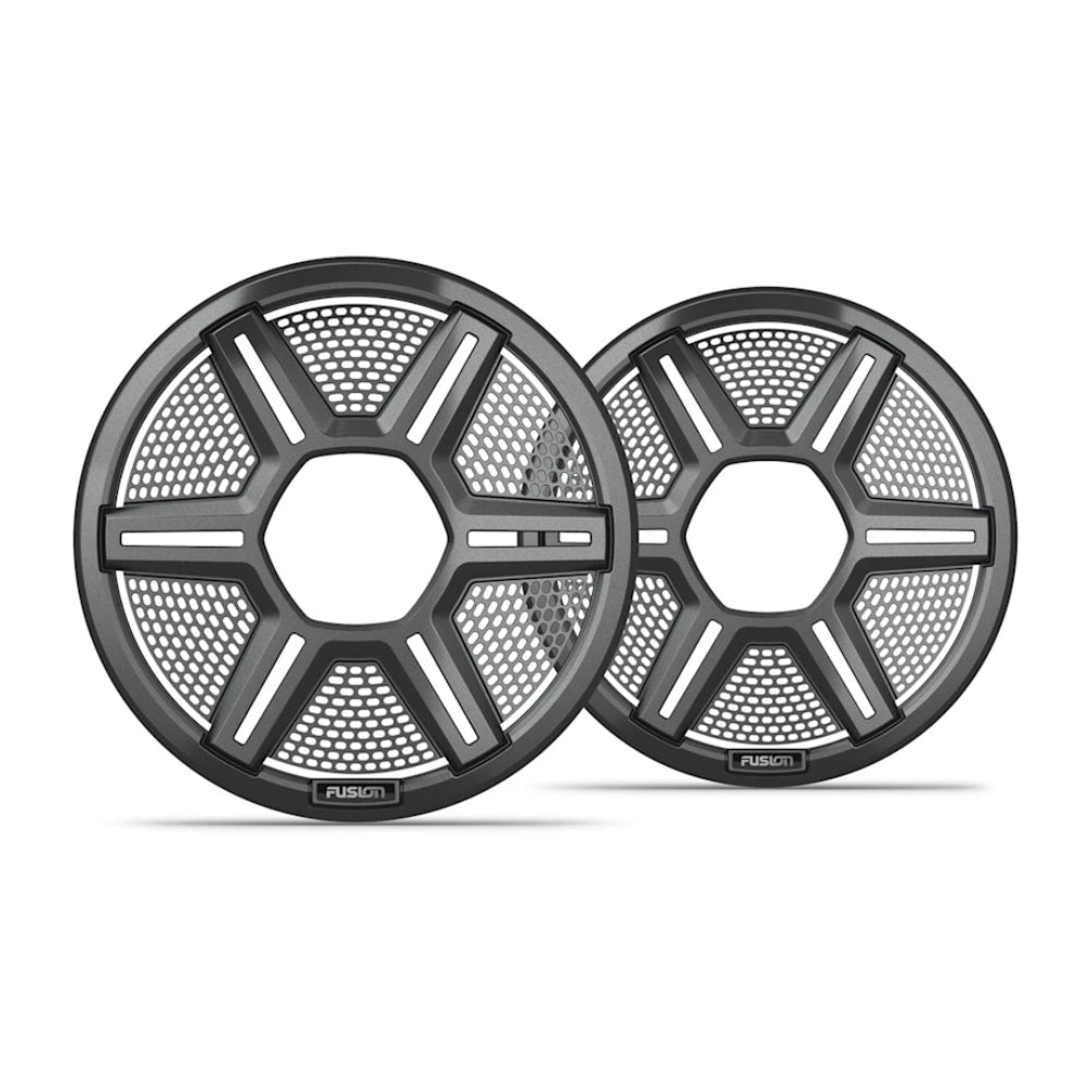 Fusion Apollo 010-13291-10 7.7in shielded grey speaker grilles, pair of hex-spoke grilles with mesh