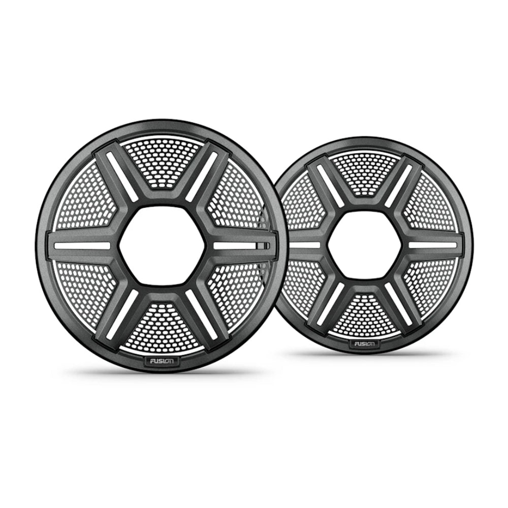 Fusion Apollo 010-13292-10 8.8in shielded grey speaker grilles, pair of hex-spoke grilles with mesh