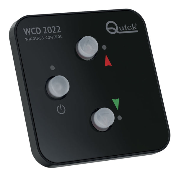 Quick FNWCD2022000B00 WCD2022 windlass control board, black square panel with up and down buttons and a power button
