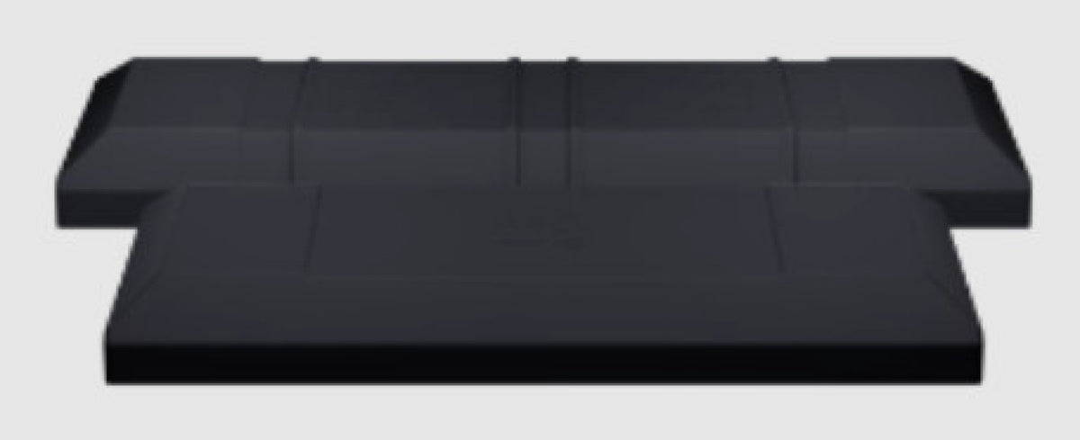 Ingress protection cover for HE batteries, MG4000267, black flat plastic cover with a step in the centre