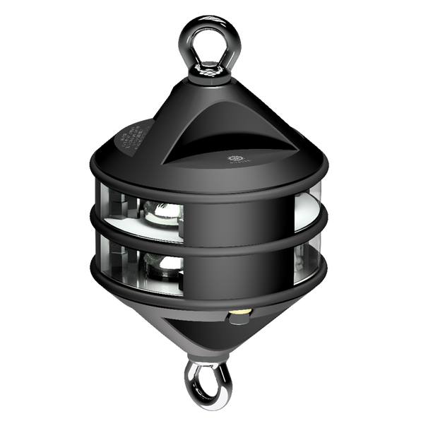 Lopolight NL300-112G2ST-H1C-B black double 360° white hoist light, two lens tiers with top and bottom eyes