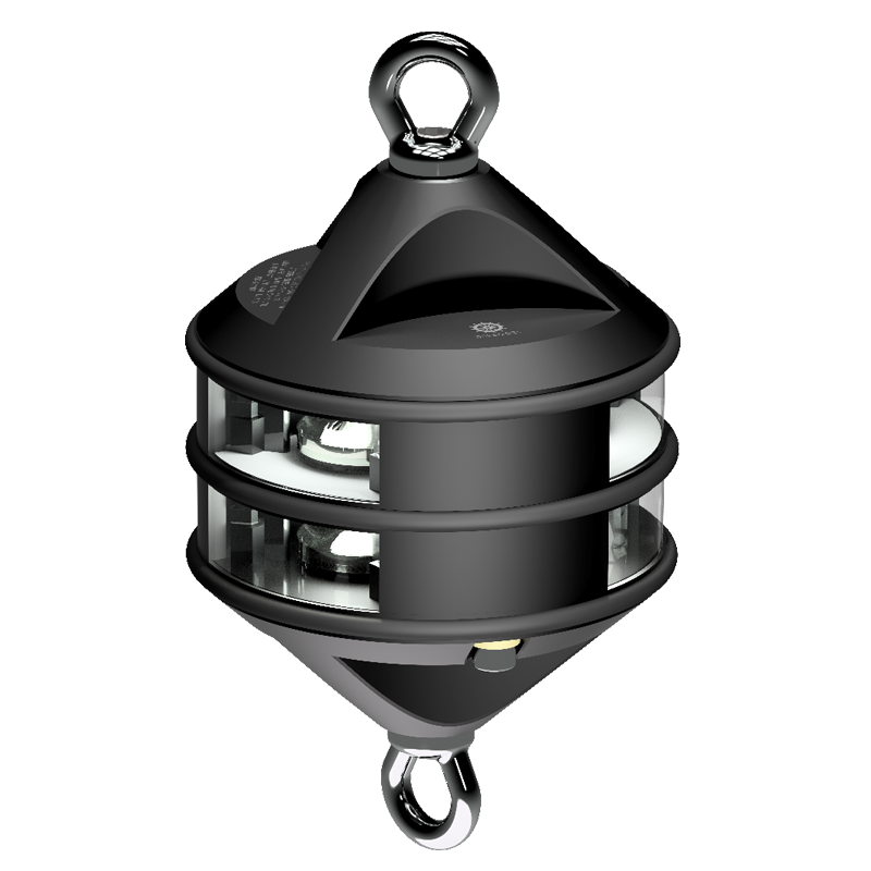 Lopolight NL300-112G2ST-H1C-B black double 360° white hoist light, two lens tiers with top and bottom eyes