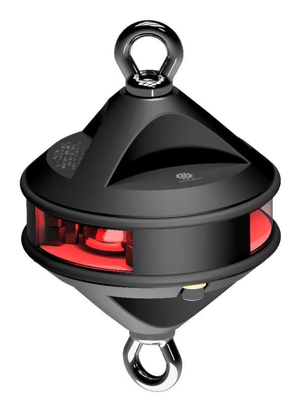 Lopolight NL300-114G2-H1C-B black 360° red hoist light, cone body with top and bottom eye bolts
