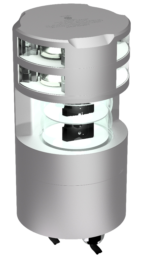 Lopolight NL300-138+112G2ST-CD silver 225° masthead light with double 360° white anchor tiers above