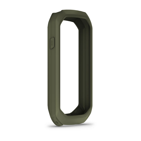 Garmin Edge 1050 moss green silicone case 010-13360-03, front view of the case frame shown on white