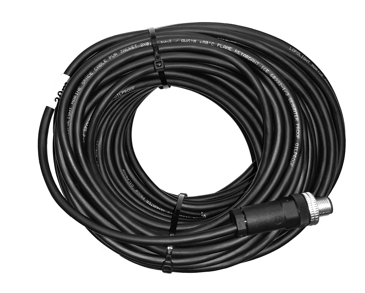 Lopolight NL400-703-30M hoistable 30m 2-lead black cable coil with M12 connector fitted