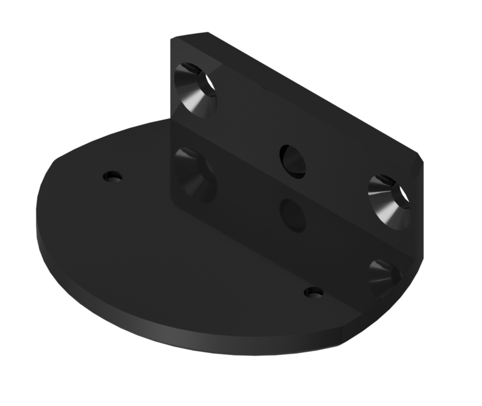 Lopolight NL401-029-B black mounting plate for vertical stern light, round base with upright bracket and holes