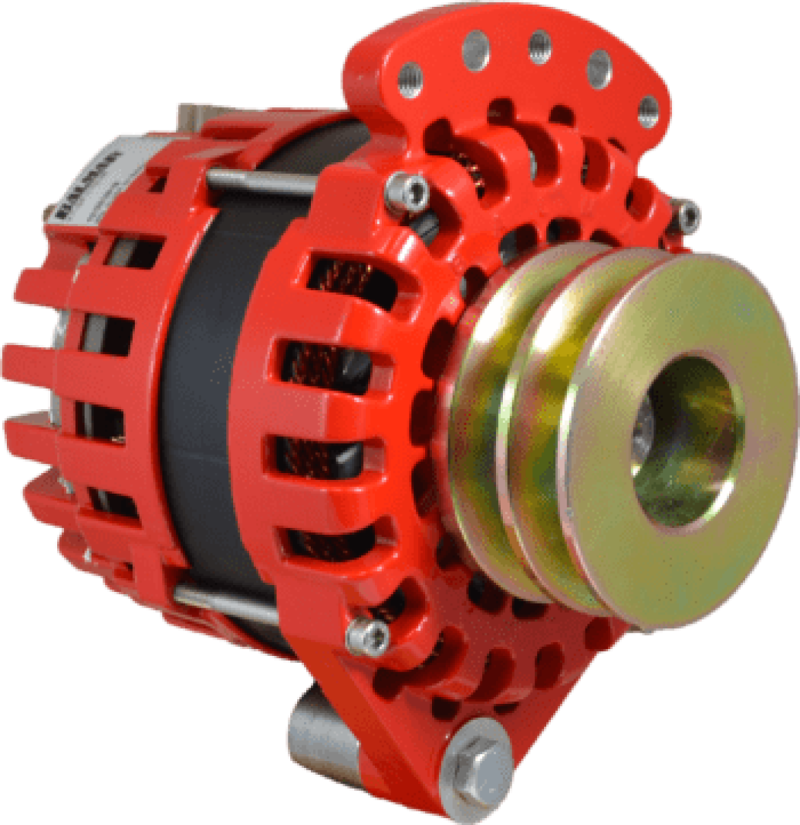 Balmar XT series alternator 170A 12V, XT-SF-170-DV, red and black alternator with a gold dual V pulley, single foot mount