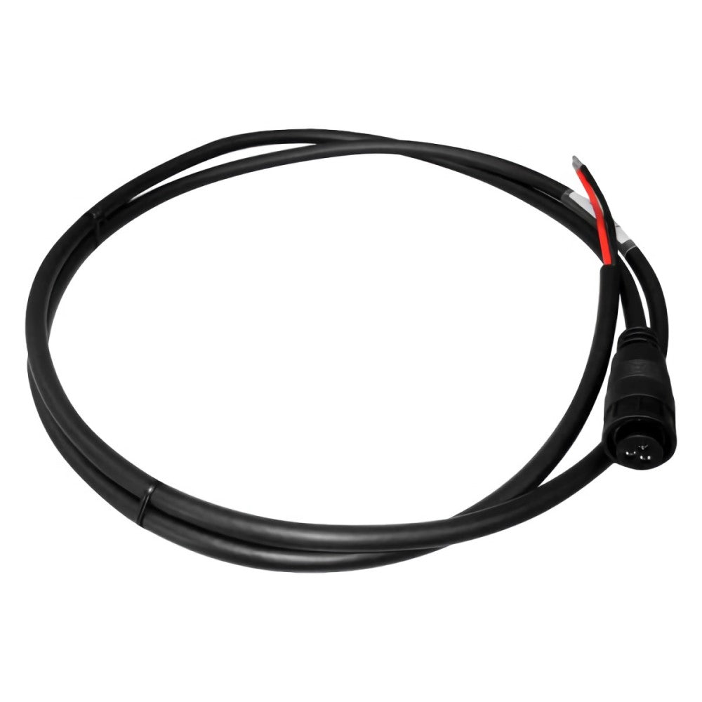 Raymarine A80346 CP370, CP470 and CP570 power cable, coiled black cable with a round plug and bare red and black wires
