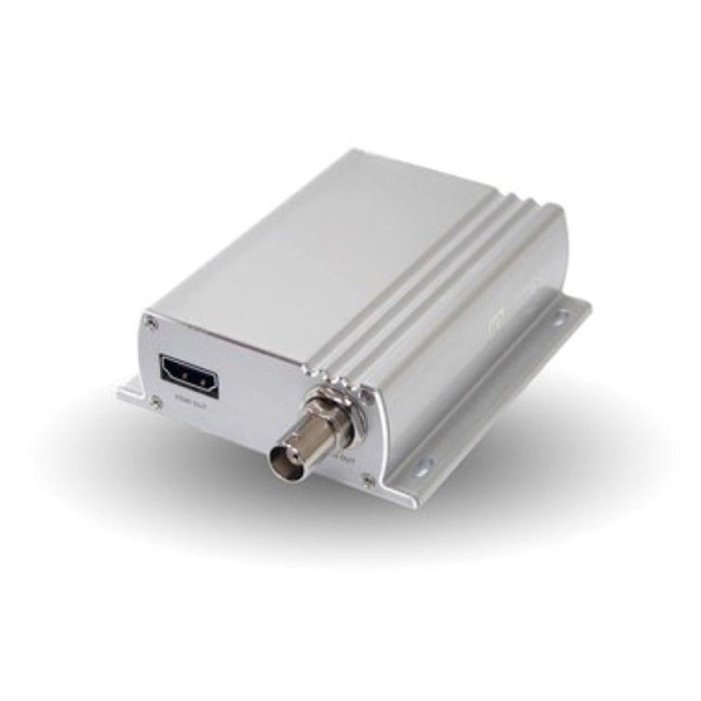 Raymarine A80508 IP to video decoder, small silver aluminium box with an HDMI port and a BNC socket