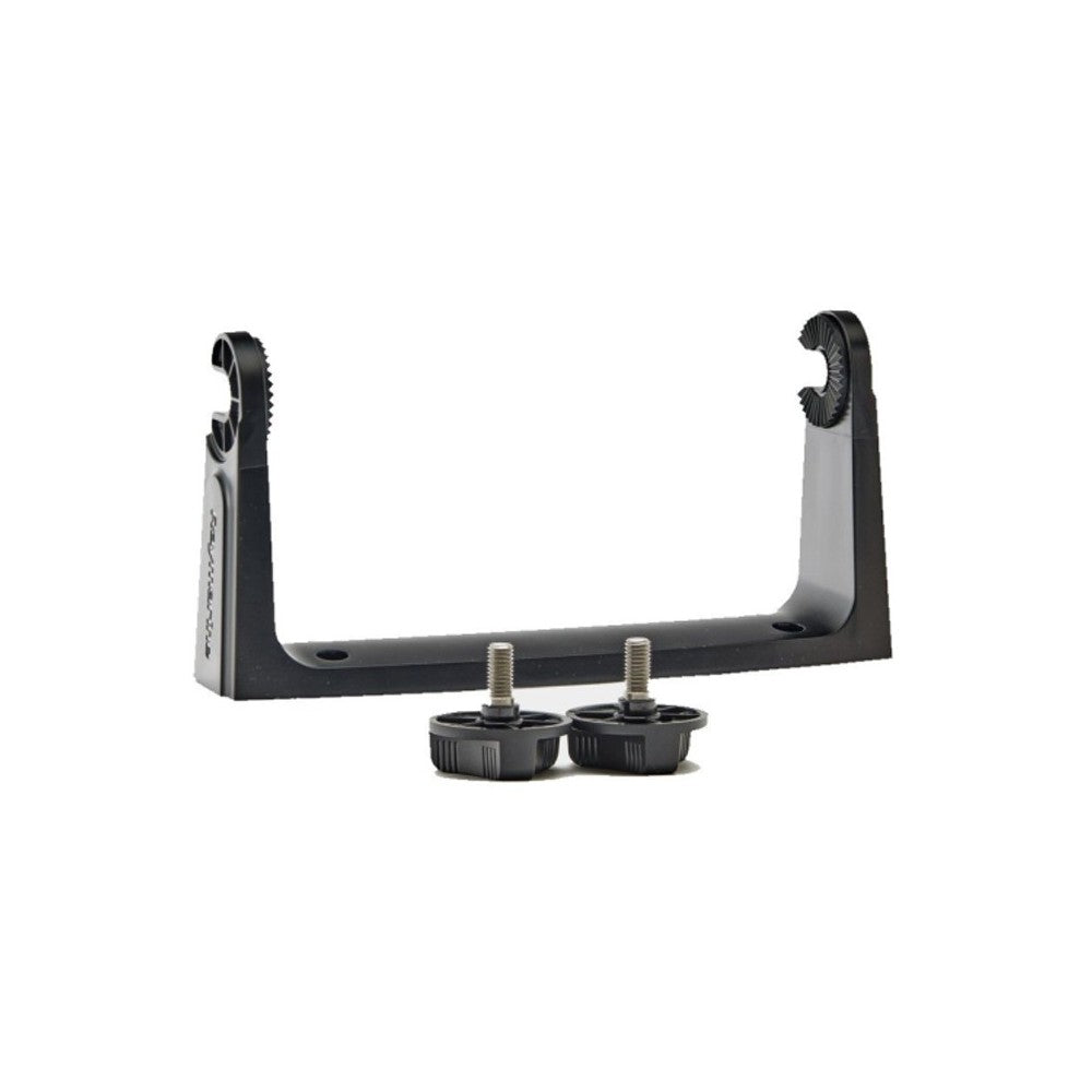 Raymarine A80722 Axiom2 Pro 16 engraved stainless steel trunnion mount, black U-shaped bracket with two black knobs