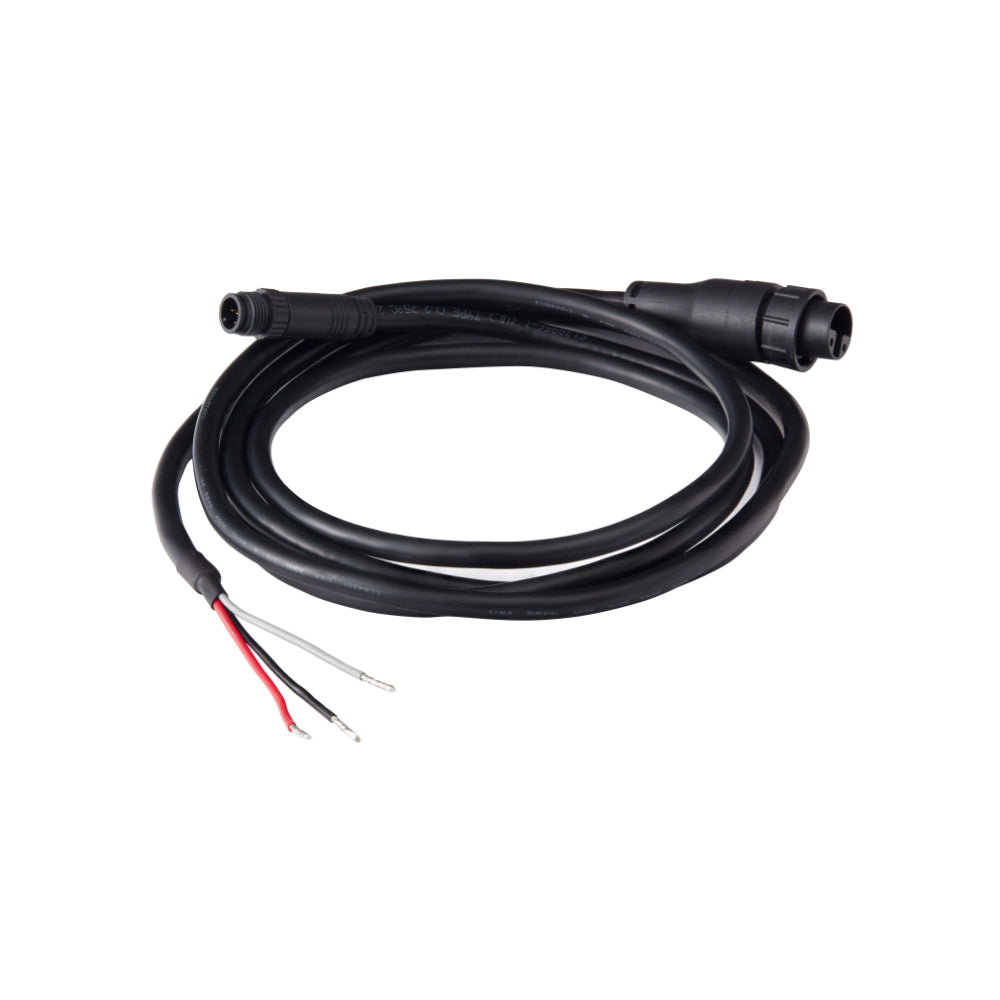 Raymarine A80744 straight power cable for Axiom2 Pro and Axiom2 XL, coiled black cable with a plug and bare wires