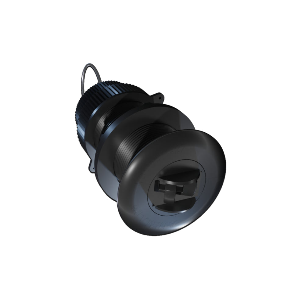Raymarine E70687 ST950 and P17 speed and temperature thru-hull transducer, black plastic flanged body with a small loop