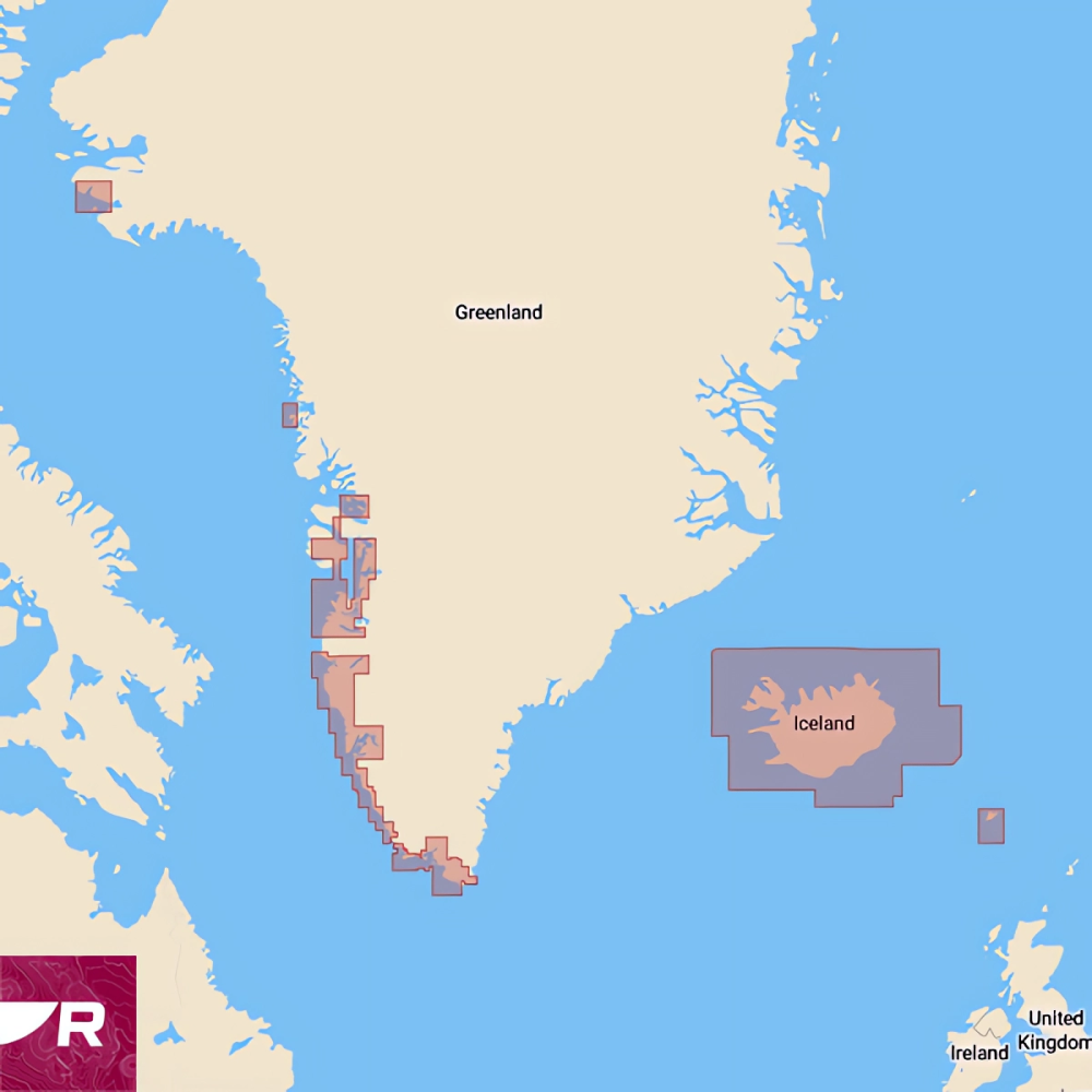 Raymarine R70794-ICE LightHouse chart coverage map of Iceland and the Faroe Islands, shaded areas near Greenland