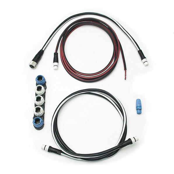 Raymarine T12217 NMEA 2000 gateway cable kit, black and white cables, red power lead, blue connectors and a T-piece