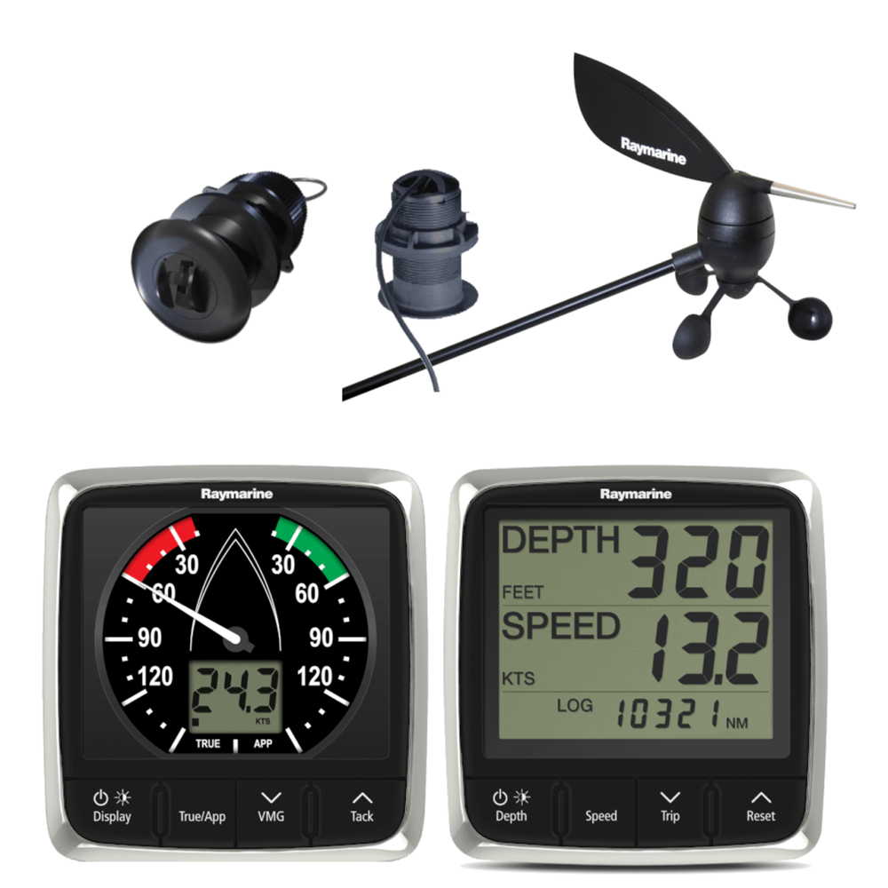 Raymarine T70585 i50 Tridata and i60 wind pack, wind display, depth and speed display, vane and two transducers